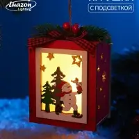 Ёлочная игрушка &laquo;Снеговик&raquo; 11&times;8 см, подвеска, от батареек AG10&times;3, свечение тёплое белое