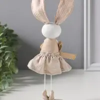 Сувенир полистоун "Зайка в льняном платье с бантом" 12х10х22,5 см
