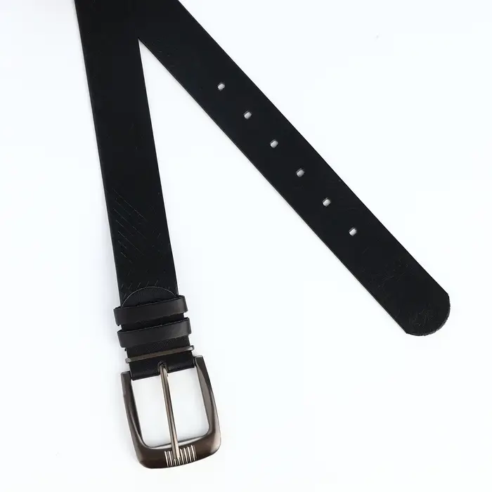 Ремень мужской, ширина 3.5 см, винт, один прокол, пряжка металл, чёрный