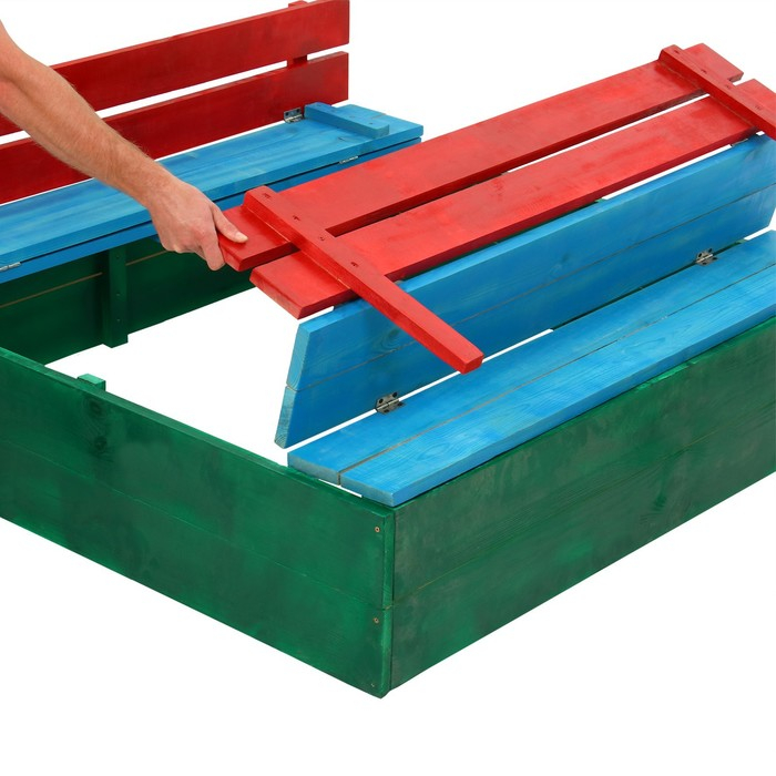 Песочница деревянная, с крышкой, 130 × 130 × 52 см, сосна, крашеная Песочница деревянная, с крышкой, 130 × 130 × 52 см, сосна, крашеная