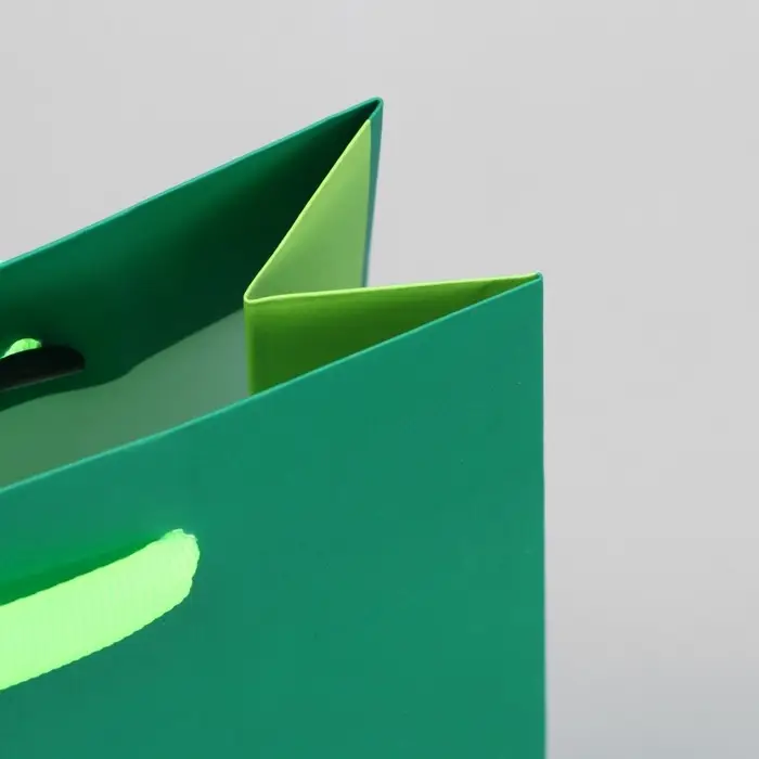 Пакет подарочный двухцветный, упаковка, «Зеленый-салатовый», S 12 х 15 х 5.5 см