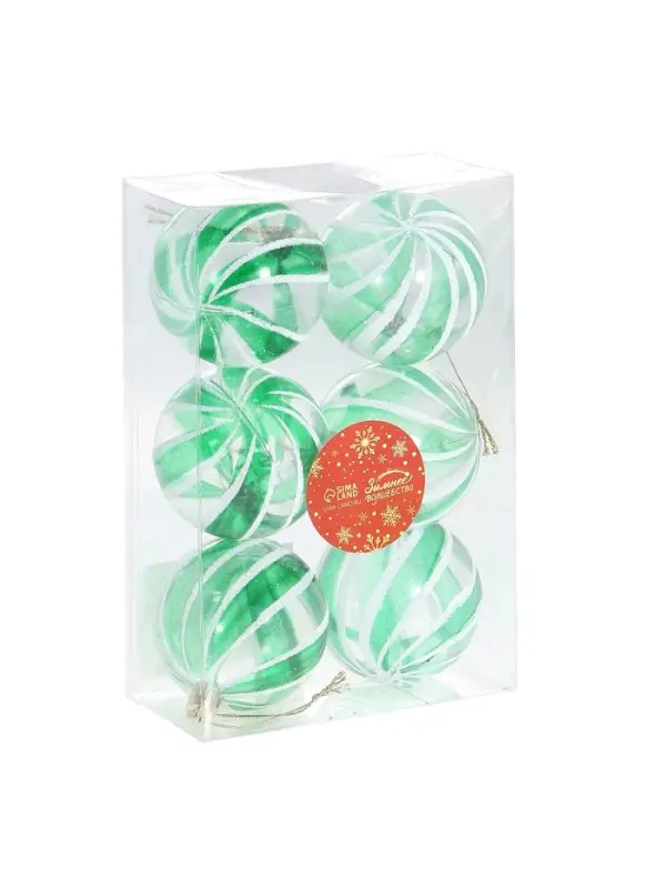 Ёлочные игрушки &laquo;Ариан&raquo;, шары новогодние, d=6 см, набор 6 шт., зелёный