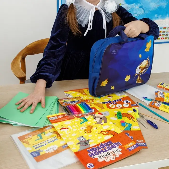 Набор первоклассника, 40 предметов, Calligrata &laquo;Глобус&raquo;, в папке