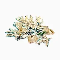 Брошь "Кедровая веточка", цвет коричнево-зелёный в золоте Брошь "Кедровая веточка", цвет коричнево-зелёный в золоте
