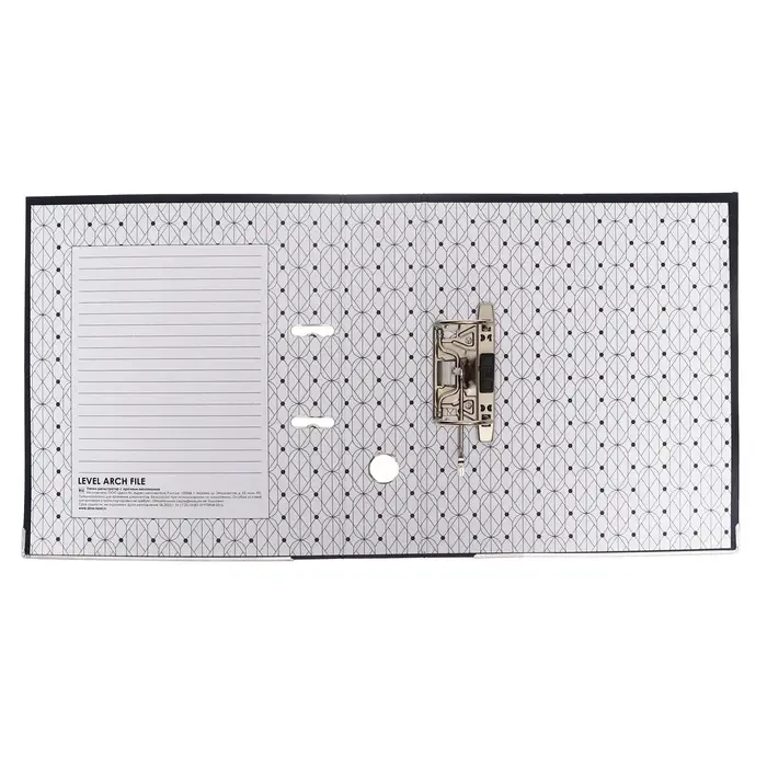 Папка-регистратор А4, 75 мм, ПВХ, тиснение &laquo;лён&raquo;, металлическая окантовка, карман на корешок, собранная, черная, микс