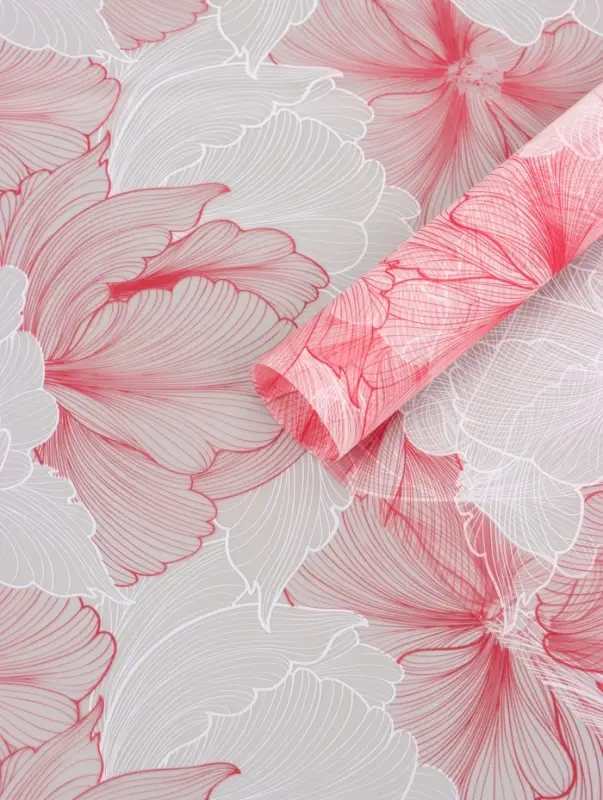 Пленка флористическая для цветов, &laquo;Акварельный эскиз&raquo;, розовая, 57&times;57 см