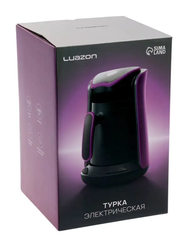 Турка электрическая Luazon LTE-602, 600 Вт, 300 мл, автоотключение, сиреневая