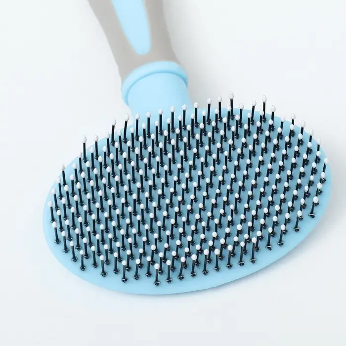 Пуходёрка средняя, 9.5&times;16.5 см, мягкая, с закруглёнными зубьями, пластик, голубая