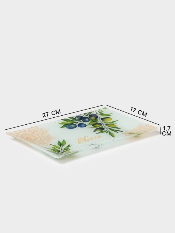 Блюдо сервировочное Доляна «Олива», 27×17×1,7 см , стекло, рисунок Блюдо сервировочное Доляна «Олива», 27×17×1,7 см , стекло, рисунок