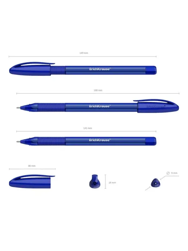 Ручка шариковая ErichKrause U-109 Original Stick&Grip, узел 1 мм, синяя