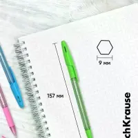 Ручка шариковая ErichKrause R-301 Spring Stick & Grip, узел 0.7 мм, синяя, резиновый упор, МИКС