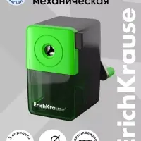 Точилка механическая ErichKrause, с контейнером, с креплением к столу, диаметр отверстия 8 мм, МИКС