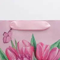 Пакет подарочный ламинированный, упаковка, «Тюльпаны 8 марта», ML 23 х 27 х 11.5 см