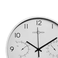 Часы настенные интерьерные &laquo;Соломон&raquo;, плавный ход, d=30 см, термометр, гигрометр, белые