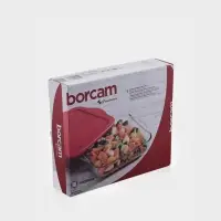 Форма для запекания Paşabah&ccedil;e Borcam, 2 л, 25.6&times;22 см, с крышкой, квадратная, жаропрочное стекло, прозрачная