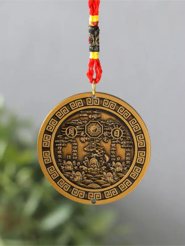 Подвеска металл, текстиль &laquo;Ба-гуа. Инь-ян, солнце и луна&raquo;, 2 стороны, 5.2&times;5.2&times;0.3 см