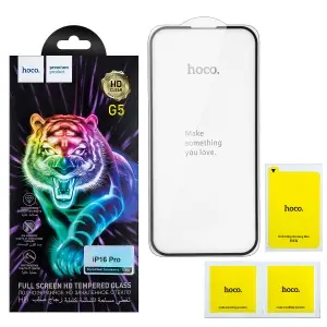 Защитное стекло для iPhone 16 Pro Full Screen G5 Black HOCO тонкая рамка