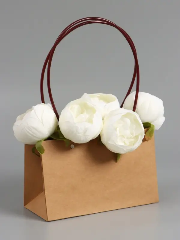 Сумка переноска для цветов, влагостойкая, крафт, 22&times;10.5&times;13.5 см