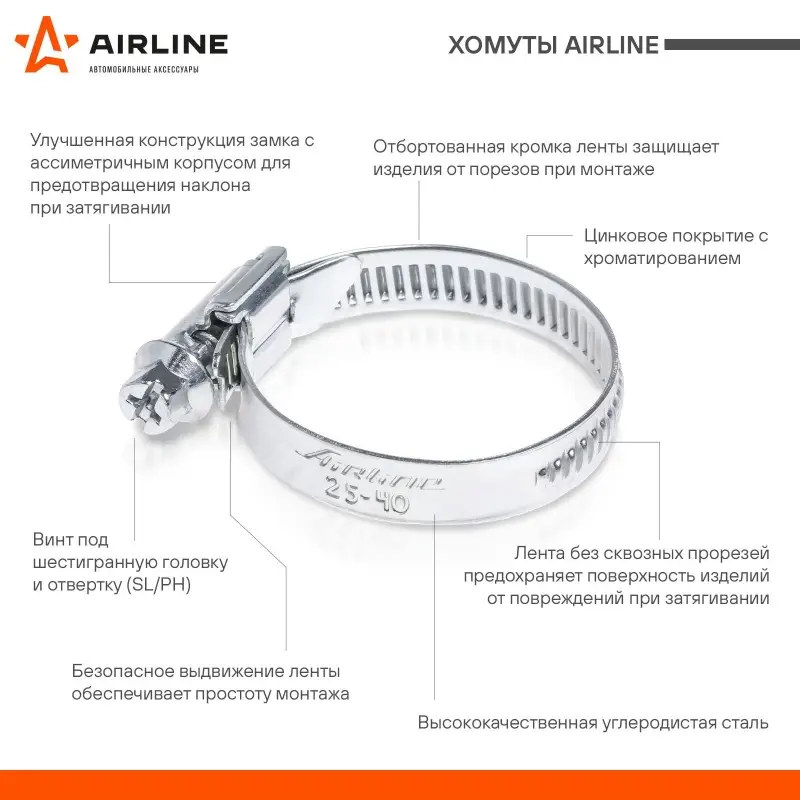 Хомут 8-12/9 мм, червячный, оцинкованный (W1), 1 шт.