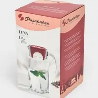 Кувшин Paşabah&ccedil;e Light blue, 1.7 л, стекло, красная крышка, прозрачный