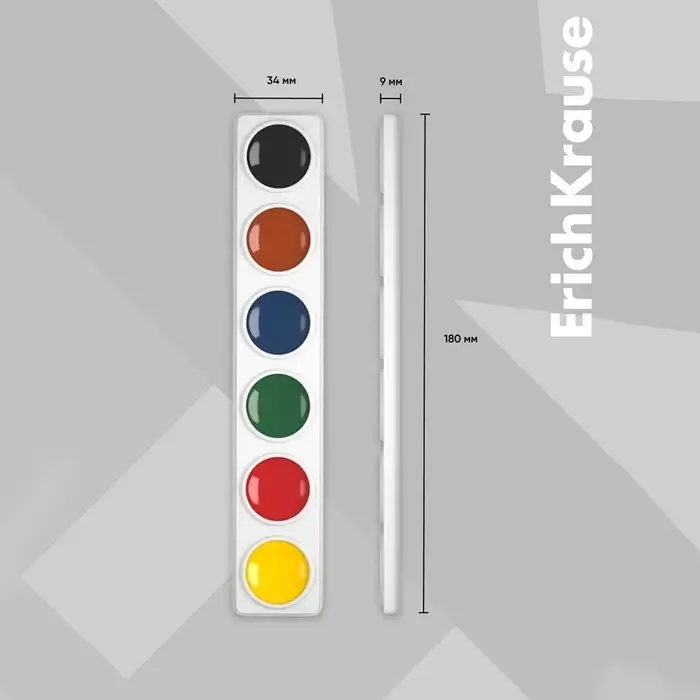 Акварель ErichKrause, 6 цветов, без кисти, картон, европодвес (облегчённая упаковка)