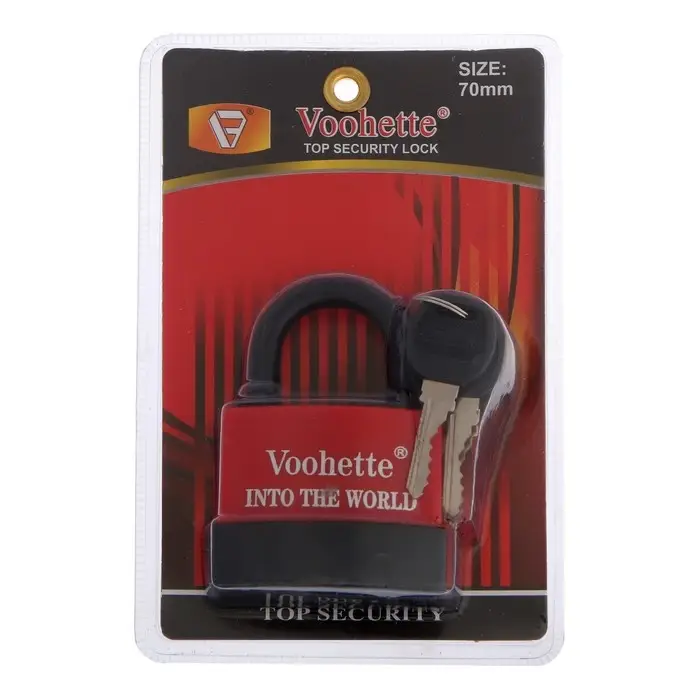 Замок навесной, 70 мм, медный цилиндр, влагозащищенный, короткая дужка, 3 ключа МИКС