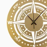 Часы настенные интерьерные &laquo;Компас&raquo;, бесшумные, плавный ход, d=40 см, металл, золотистые