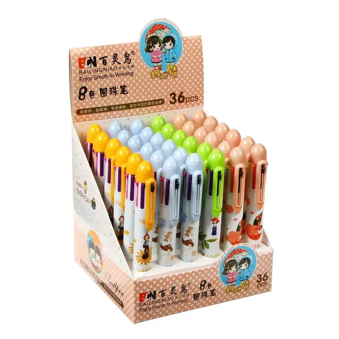 Ручка шариковая многоцветная, автоматическая 8 цветов, стержень 0.8 мм, МИКС Ручка шариковая многоцветная, автоматическая 8 цветов, стержень 0.8 мм, МИКС