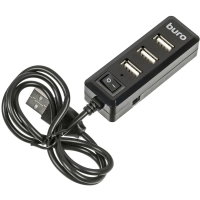 Разветвитель USB 2.0 Buro BU-HUB4-0.5L-U2.0 4порт. черный