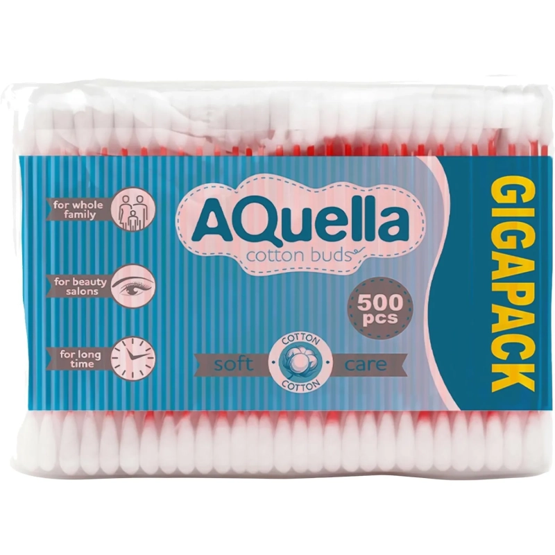 Палочки ватные AQUELLA п/э КК/42 500 шт/уп