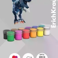 Гуашь 12 цветов ErichKrause Techno Dino, 17 мл