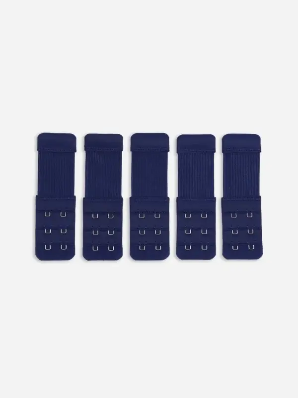 Застёжка для бюстгальтера, удлинитель, 3 ряда 2 крючка, 3.2&times;10.5 см, 5 шт., тёмно-синяя