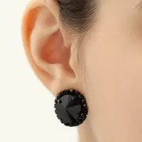 Набор 2 предмета: серьги, колье &laquo;Вернисаж&raquo;, круг ажурный, чёрный, 35 см