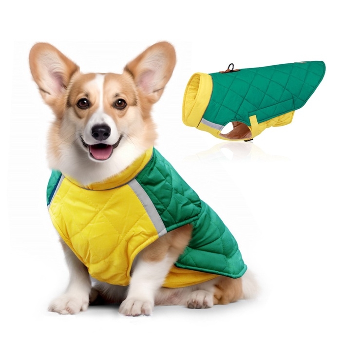 Куртка- попона с мембраной, размер 2XL (ДС 45, ОГ 65, ОШ 47 см, вес 15-20 кг), жёлто-зелёная   10572