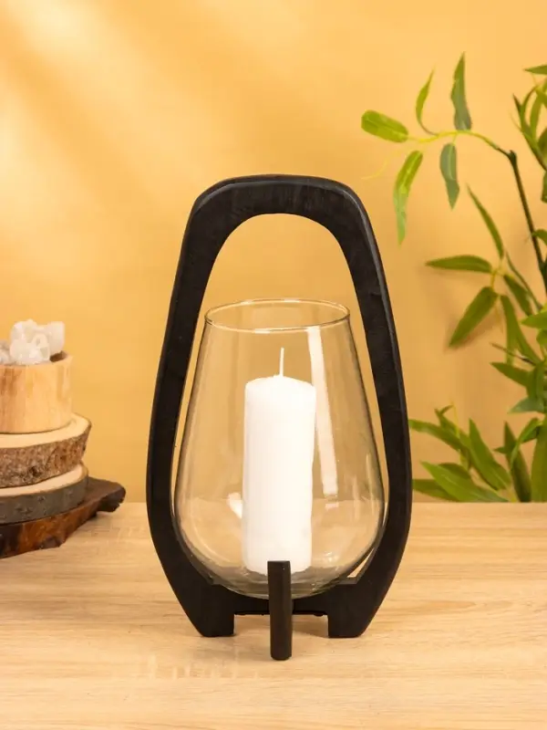 Подсвечник Подсвечник "Аура" 18х19х33 см, стекло, дерево