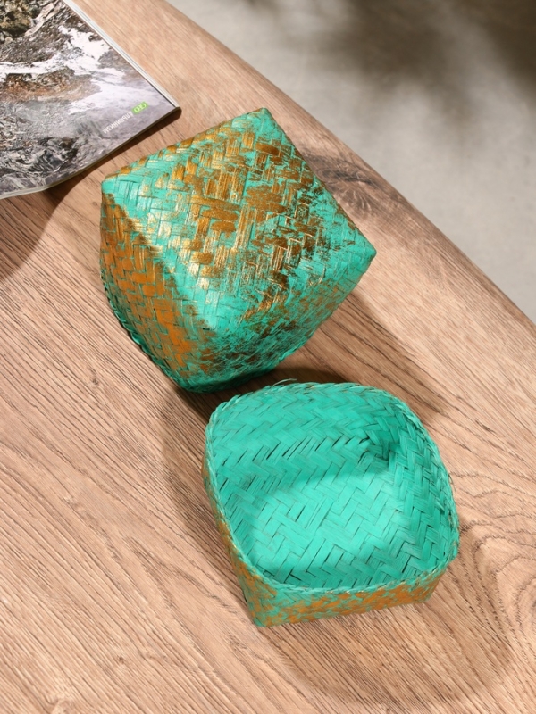 Корзинка плетеная "Голден мини" 12х12х10 см, голубой