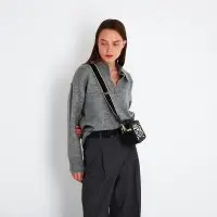 Сумка женская кросс-боди на молнии, 18&times;7&times;16 см, с животным принтом, чёрная