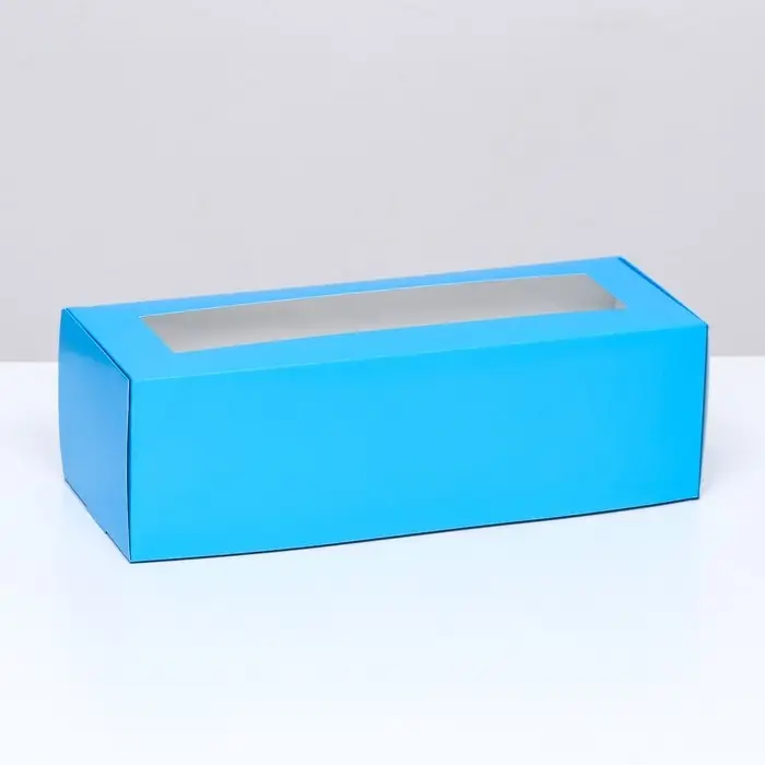 Коробка складная с окном под рулет, голубая, 26×10×8 см Коробка складная с окном под рулет, голубая, 26×10×8 см