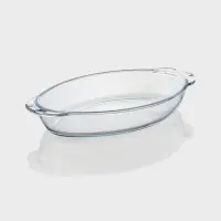 Утятница Paşabah&ccedil;e, 2.6/1.3 л, с крышкой-формой, овальная, жаропрочное стекло, прозрачная
