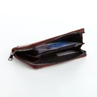 Портмоне мужское на молнии, 3 отделения, искусственная кожа, с ручкой, коричневое