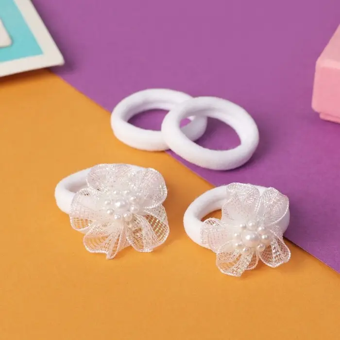 Резинка для волос  Резинка для волос "Арина" (набор 8 шт) цветочки, 4 см, белый