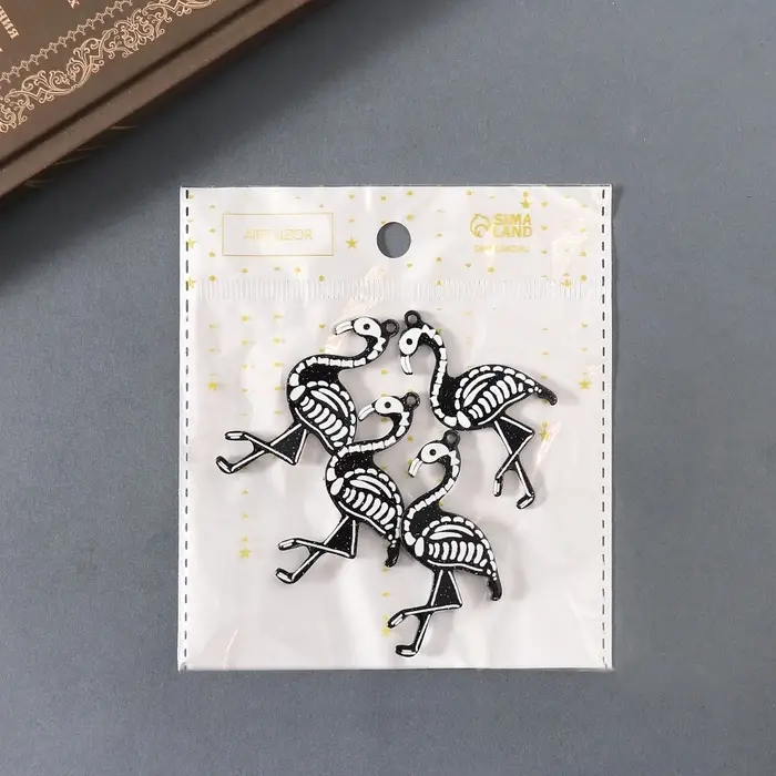 Декор для творчества акрил двусторонний Декор для творчества акрил двусторонний "Скелет фламинго" блеск 5,2х2,8х0,3 см