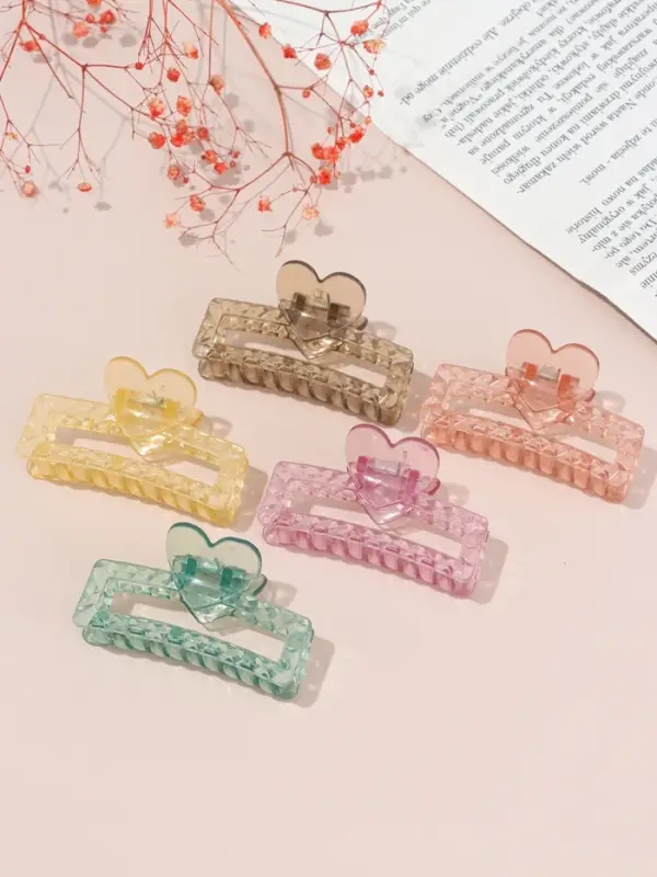 Краб для волос &laquo;Мариэтта&raquo; прямой сердце, 7.5&times;4 см, микс