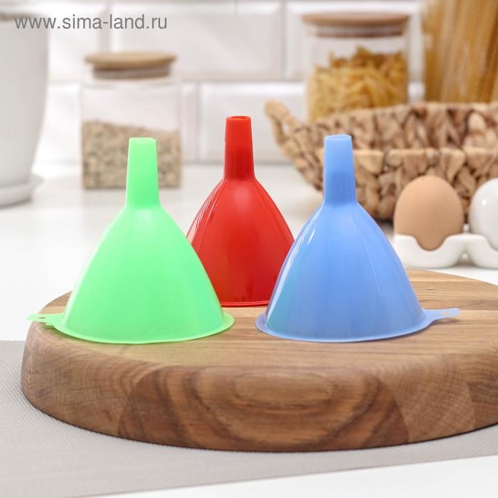 Набор воронок, 3 шт, 9×8 см, 8×7 см, 6,5×6,5 см, цвет МИКС Набор воронок, 3 шт, 9×8 см, 8×7 см, 6,5×6,5 см, цвет МИКС