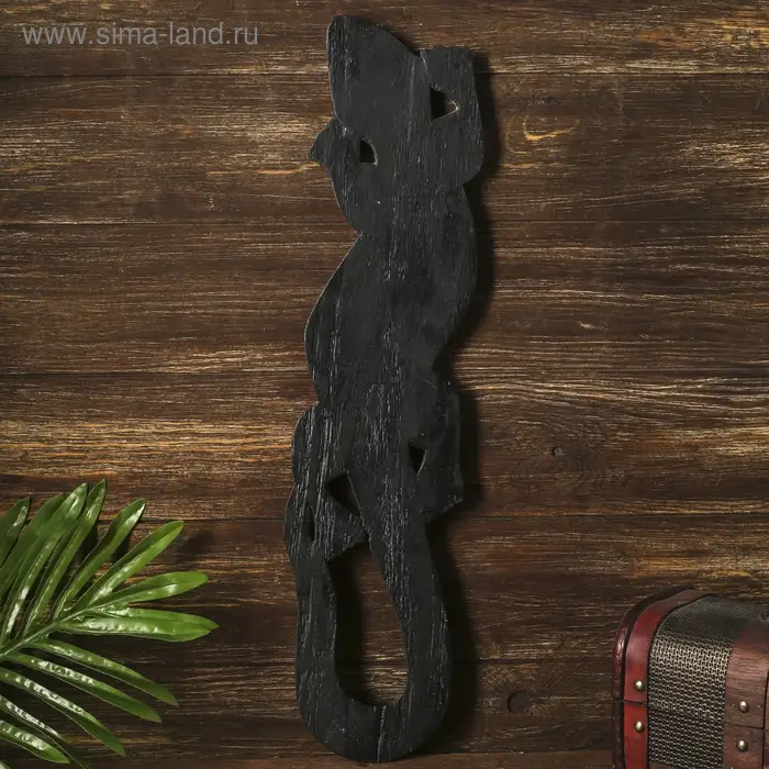 Панно настенное дерево  Панно настенное дерево "Геккон с цветком и узором" 1x12x50 см