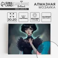 Алмазная мозаика с частичным заполнением на холсте &laquo;Девушка в черном&raquo; 20&times;30 см