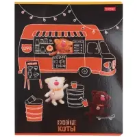 Тетрадь 48л кл Hatber "Кофейные коты", на скобе, скругл углы, 60-65г/м&sup2; 5В МИКС