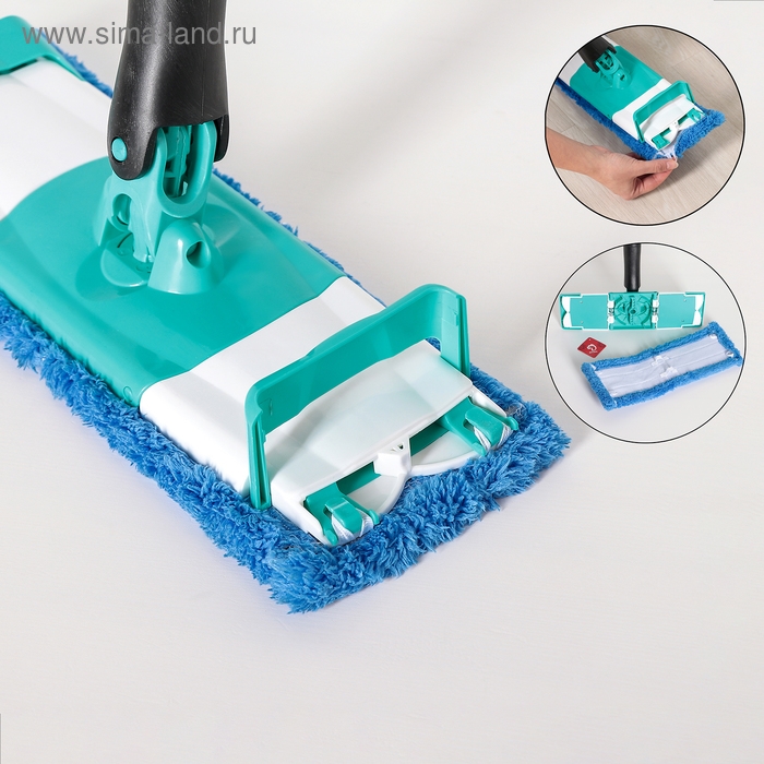 Швабра с отжимом Twist Доляна, насадка из микрофибры 32×9 см, телескопическая ручка 95-120, цвет синий Швабра с отжимом Twist Доляна, насадка из микрофибры 32×9 см, телескопическая ручка 95-120, цвет синий