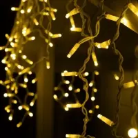Гирлянда &laquo;Бахрома&raquo; 3&times;0.6 м, IP65, УМС, белая нить каучук, 108 LED, свечение тёплое белое, 220 В