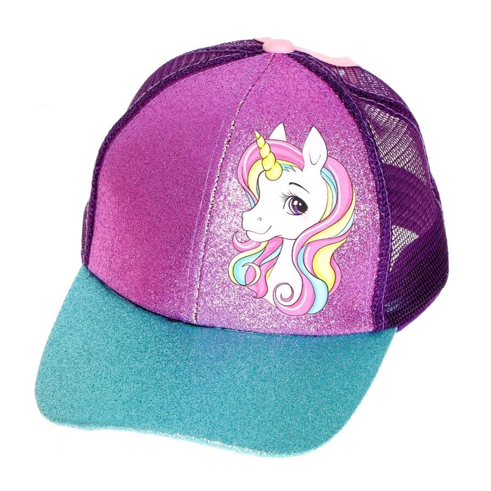 Кепка детская для девочки с сеткой «Единорожка», р-р 52-54 Кепка детская для девочки с сеткой «Единорожка», р-р 52-54